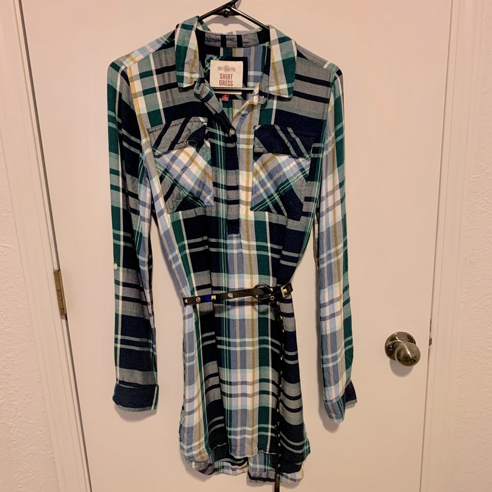 Plain Shirt Dress by So w/ Black Decorative Belt